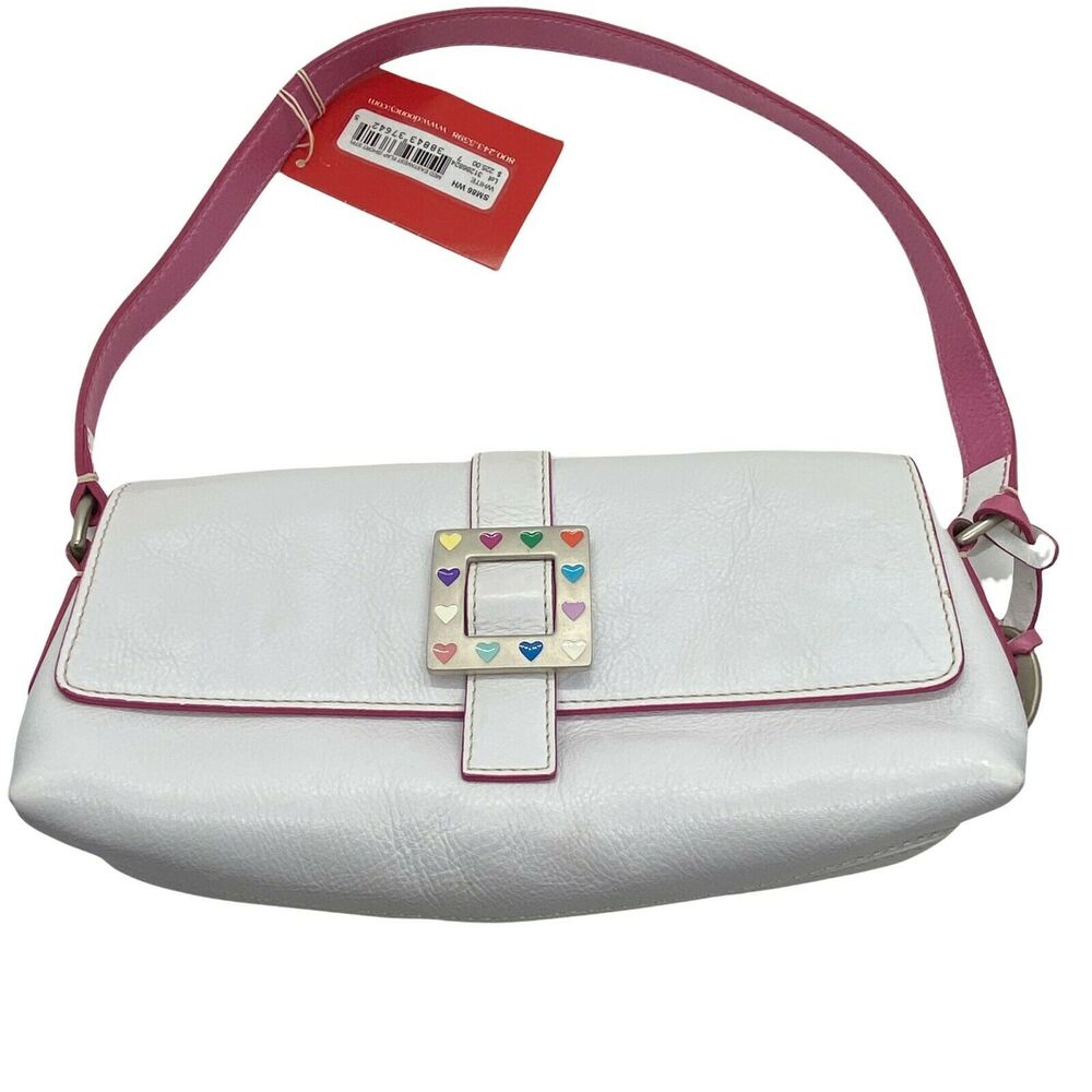 Dooney & Bourke Mini Shoulder Bag 90s Vibes Womens White Leather East West Flap